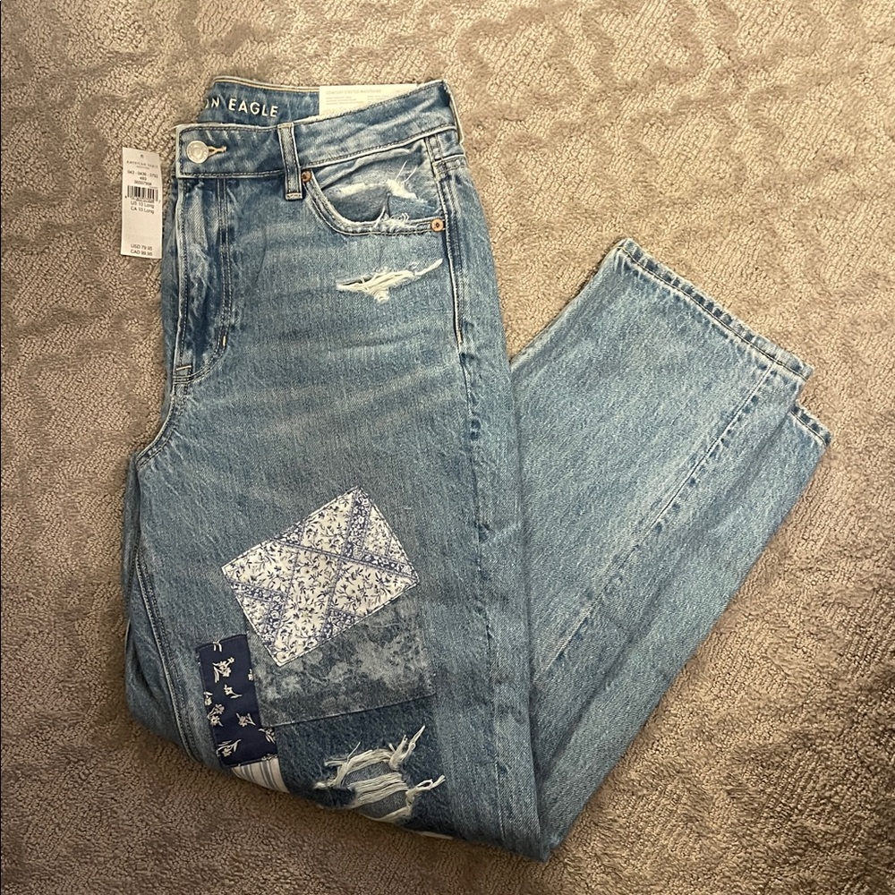 American Eagle Blue Patchwork Jeans